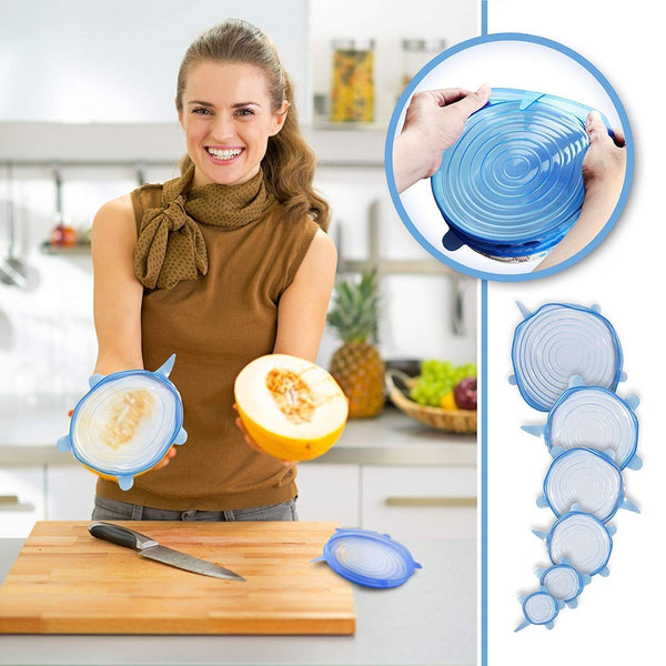 6 Pcs Silicone Food Safety Barrel Bowl Cover For Pot Pan Cooking Kitchen Accessories Keeping The Seal Fresh Reusable