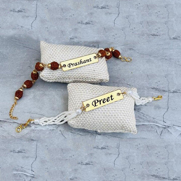 Personalized Bhaiya Bhabhi Rakhi Set with Names