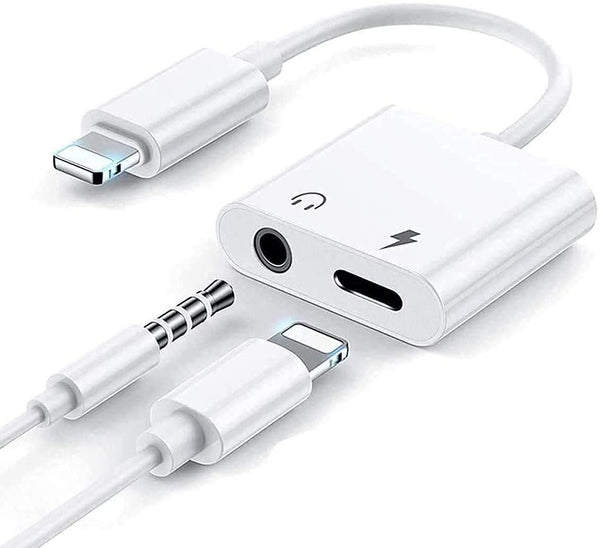 Dual 3.5mm Headphone Jack & Charge Splitter Adapter Compatible with All iPhone 11/12/X/ XS/ MAX / XR/ iPad Earphone Charging / Call / Volume Control