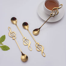 Golden Musical Note Stainless Steel Spoon Set of 6 for Home & Kitchen - Stainless Steel 304
