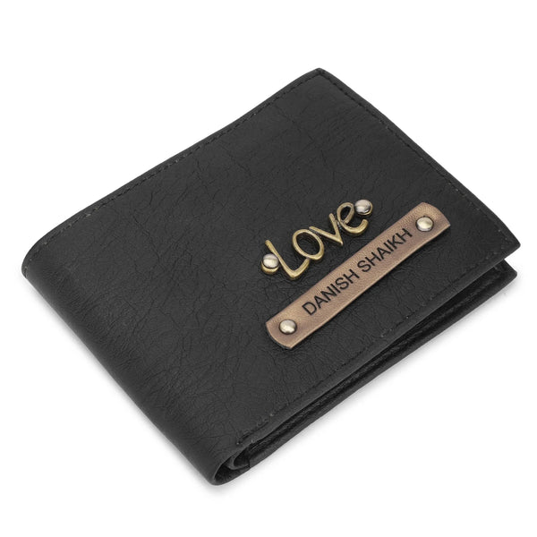 Personalized Men’s Premium Leather Wallet, Customized with Your Name & Charm ( Tan Color )
