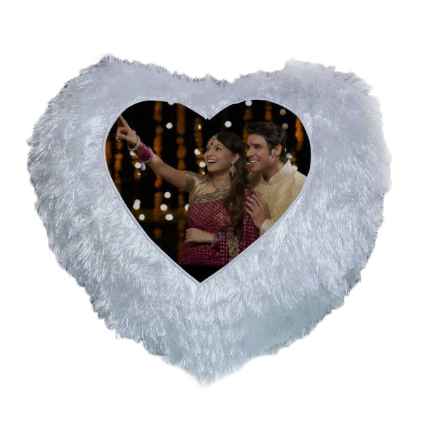 Heart Shaped Personalized LED Fur Cushion