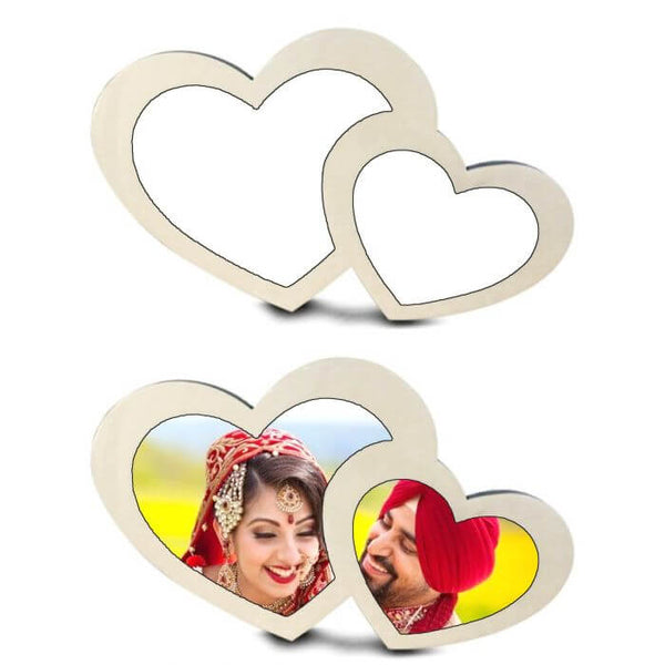 Customize Double Heart Shape Globulite MDF Photo Frame