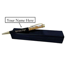 Personalized Golden Flakes Black Color Blue Ball Point Pen