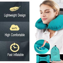 Portable Push Type Automatic Inflatable U-Shaped Pillow (Multicolour)