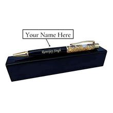 Personalized Golden Flakes Black Color Blue Ball Point Pen