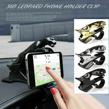 Spring Clip Adjustable Leopard Pattern Golden Plated Car Phone Holder Stand