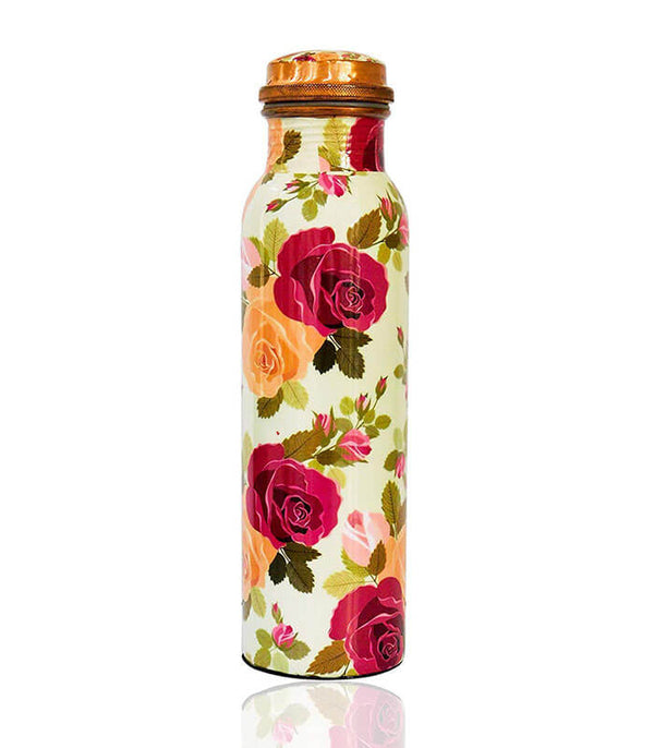 Handmade Printed, Leak Proof Pure Copper Water Bottle (1 L)