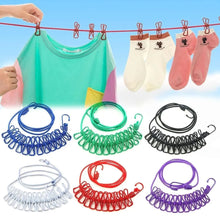 Cloth Drying Rope with Hooks (Pack of 1, 12 Clips) Elastic Cloth Hanging Rope for Cloth Drying