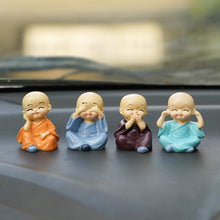 Resin Buddha Monk Statues Cute Mini Buddha Idol Statue for Car Dashboard Table Top Home Decoration Set of 4