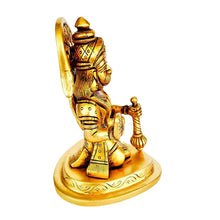 Spiritual Hanuman Statue Sitting Brass Finish Idol Decorative Showpiece Handcrafted