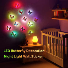 Butterfly Night Lamp Color-Full Home Decoration Color Changing Led Butterfly Light- Peel and Stick (Pack of 5)
