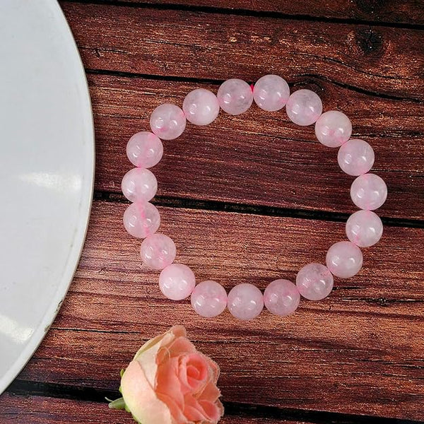 Unisex Child Natural Certified Rose Quartz Crystal Healing Stones Round Beads Bracelet for Reiki Healing.