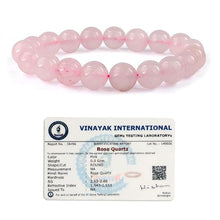 Unisex Child Natural Certified Rose Quartz Crystal Healing Stones Round Beads Bracelet for Reiki Healing.