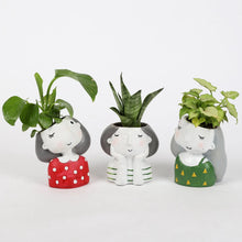 Cute Thinking Girl Pots - Set Of 3