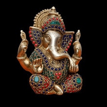 Ganesha Statue Brass Abstract Ganesha Idol Vinayak Sculpture Showpiece Lord Ganesh Figurine Hindu God Ganapati Murti Stone Temple Decor Gift.