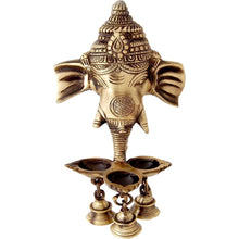 Brass Ganesha Wall Hanging Diya with Bells for Home Decor