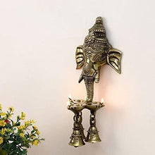 Brass Ganesha Wall Hanging Diya with Bells for Home Decor