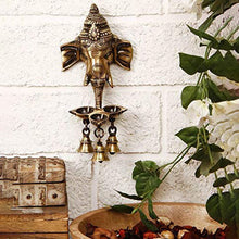 Brass Ganesha Wall Hanging Diya with Bells for Home Decor