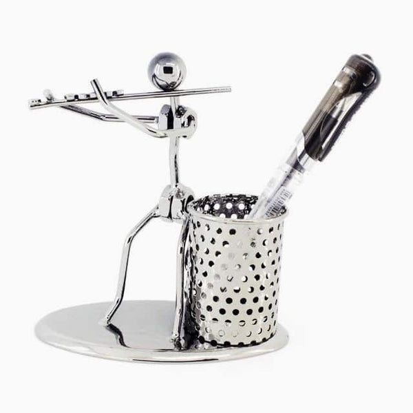 Metal Iron Pen Container Holder Pencil Cup Iron Art Music Figure