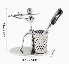 Metal Iron Pen Container Holder Pencil Cup Iron Art Music Figure