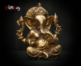 Spiritual Brass Ganesha 20CM Statue, Ganesha Idol, Ganesh Figurine, Ganesh for Temple, corner, decor, office and new beginnings.