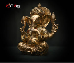 Spiritual Brass Ganesha 20CM Statue, Ganesha Idol, Ganesh Figurine, Ganesh for Temple, corner, decor, office and new beginnings.