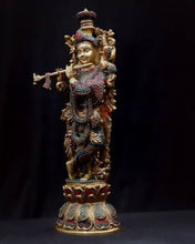 Brass Krishna Statue - Large 45 CM Flute Playing Idol for Home Decor and Gifts