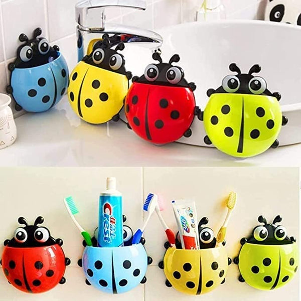 Wall Mount Toothbrush Holder with a Ladybug Insect Design for Kids