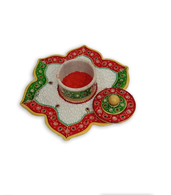 Designer Decorative Marble Pooja Thali