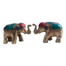 Pure Brass Elephant Pair for Home Decor | Brass Elephant Statue | Yellow Antique Finish.