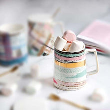 Multi color stripes mug with lid and Spoon