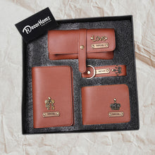 Personalized Men's Wallet, Keychain, Eyewear Case, and Passport Cover with Name and Charm Gift Set