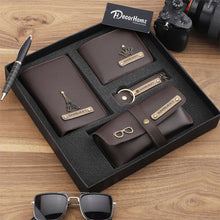 Personalized Men's Wallet, Keychain, Eyewear Case, and Passport Cover with Name and Charm Gift Set