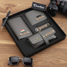 Personalized Men's Wallet, Keychain, Eyewear Case, and Passport Cover with Name and Charm Gift Set