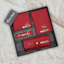 Personalized Men's Wallet, Keychain, Eyewear Case, and Passport Cover with Name and Charm Gift Set