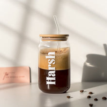 Personalized Can Glass Sipper with Wooden Lid & Straw