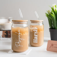 Personalized Can Glass Sipper with Wooden Lid & Straw