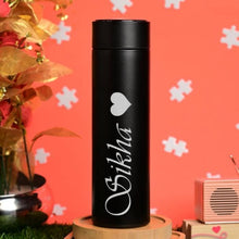 Personalised Black LED Temperature Bottle