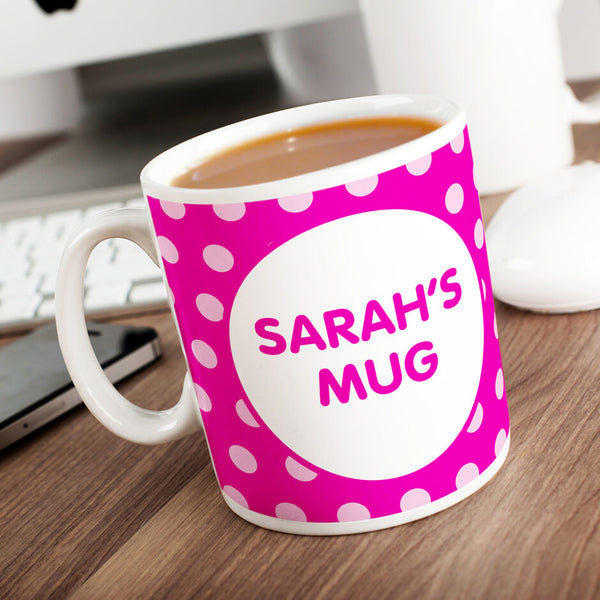 Personalised Mug - Pink Polka Dot