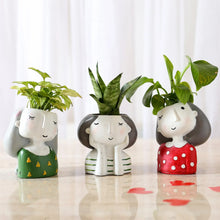 Cute Thinking Girl Pots - Set Of 3