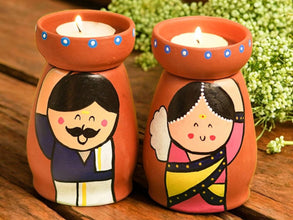 Handmade Terracotta Tealight Holder | Festive Diya with Holder | Diwali Decoration