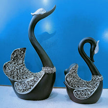 Swan Pair Showpiece Duck Statue Figurine(Black)
