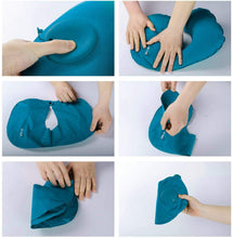 Portable Push Type Automatic Inflatable U-Shaped Pillow (Multicolour)