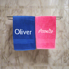 Personalised Bath Towels - Blue & Pink