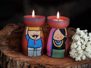 Handmade Terracotta Tealight Holder | Festive Diya with Holder | Diwali Decoration