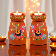 Handmade Terracotta Tealight Holder | Festive Diya with Holder | Diwali Decoration