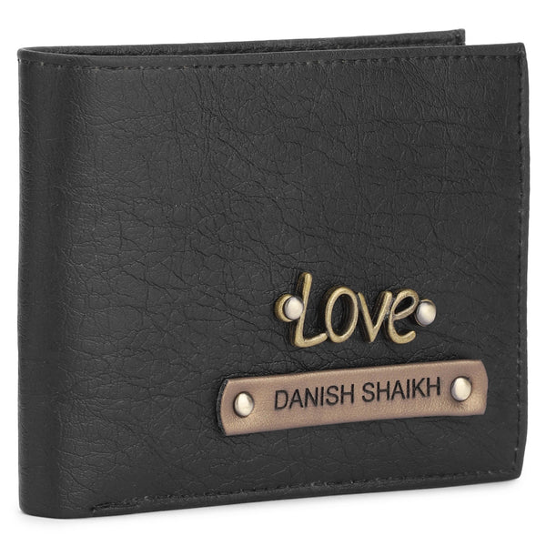 Personalized Men's Premium Leather Wallet, Customized with Your Name & Charm ( Tan Color )