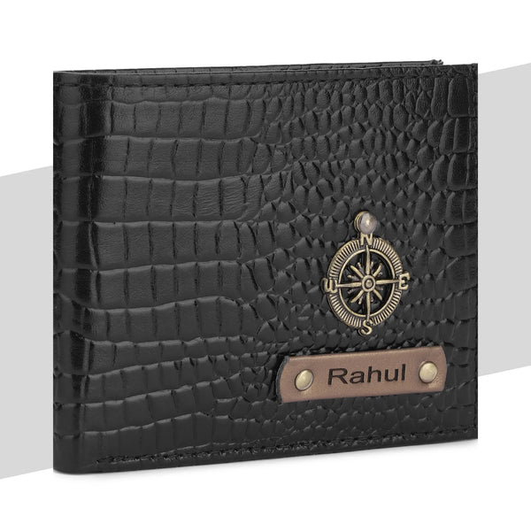 Personalised Men’s Premium Croco Leather Wallet with Name & Charm – Suitable for Men