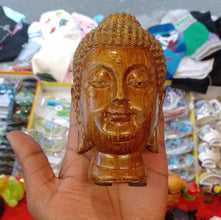Brown & Gold Wooden Buddha Face